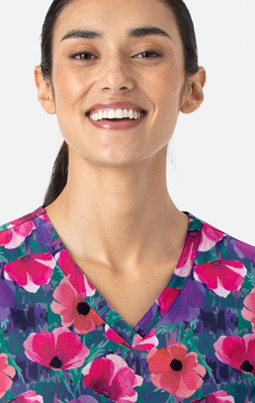 1797 Maevn Curved V-Neck Print Top - Autumn Bloom