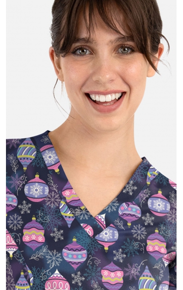 1797 Maevn Curved V-Neck Print Top - Frosted Ornaments 1797 Maevn Curved V-Neck Print Top - Frosted Ornaments