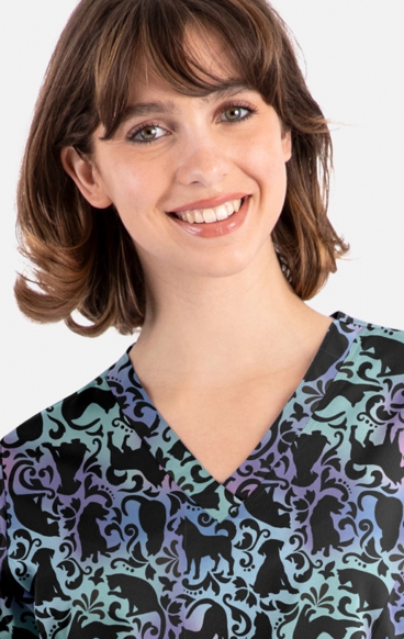 1797 Maevn Curved V-Neck Print Top - Love In Every Paw 1797 Maevn Curved V-Neck Print Top - Love In Every Paw