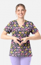 1797 Maevn Curved V-Neck Print Top - Ribbons Of Hope