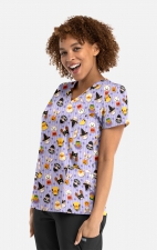 1797 Maevn Curved V-Neck Print Top - Spooky Squad