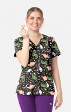 1797 Maevn Curved V-Neck Print Top - Trick-a-saurus