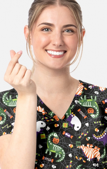 1797 Maevn Curved V-Neck Print Top - Trick-a-saurus 1797 Maevn Curved V-Neck Print Top - Trick-a-saurus