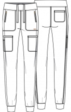 CK092  Elastic Waist Tapered Jogger Pant with 6 Pockets from Form by Cherokee