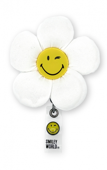 SA109 Smiley World Retractable Badge Reel by koi - Flower Smiley Puffer SA109 Smiley World Retractable Badge Reel by koi - Flower Smiley Puffer