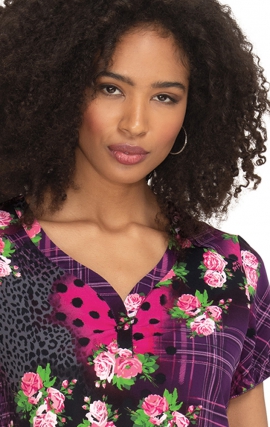 B123PR Betsey Johnson by koi Blossom Y-Neck Print Top - Playful Patchwork
