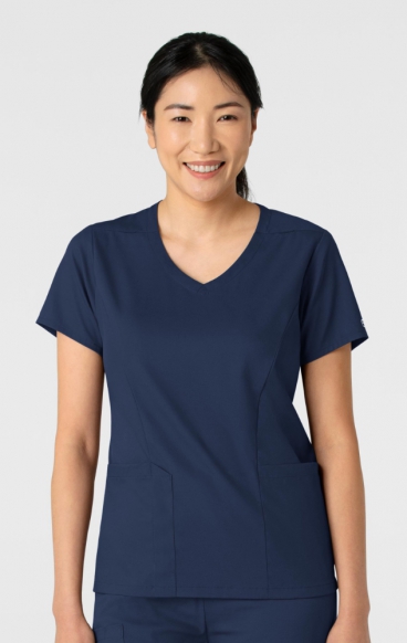 *FINAL SALE XL 6251 Boundless Curved V-Neck Top with 3 Pockets by WINK