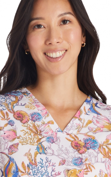 *VENTE FINALE CK671 Cherokee Genuine Haut Classique Imprimer avec 2 Poches - Fin-tastic Watercolor