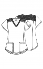 DK740 Dickies Dynamix Haut à Col en V avec Design de Bloc de Couleur Chiné