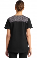 DK740 Dickies Dynamix Haut à Col en V avec Design de Bloc de Couleur Chiné