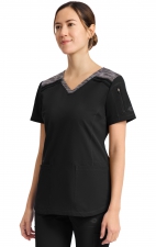 DK740 Dickies Dynamix Haut à Col en V avec Design de Bloc de Couleur Chiné