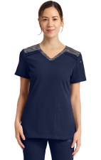 DK740 Dickies Dynamix Haut à Col en V avec Design de Bloc de Couleur Chiné