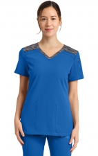 DK740 Dickies Dynamix Haut à Col en V avec Design de Bloc de Couleur Chiné