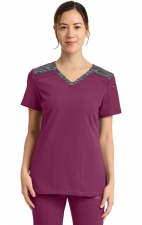 DK740 Dickies Dynamix Haut à Col en V avec Design de Bloc de Couleur Chiné