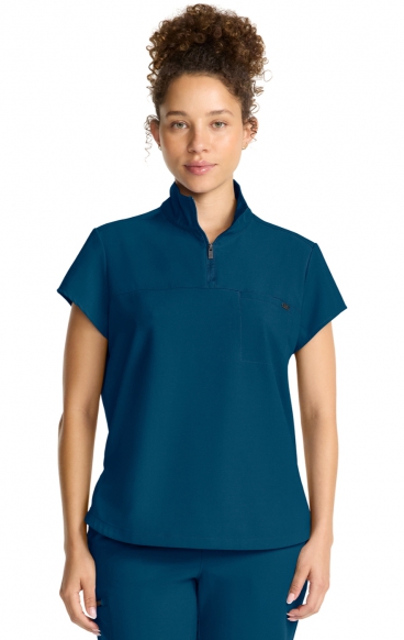 HH752 Quest Bella Partial Zip Stand Collar Scrub Top by Healing Hands