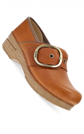 Pearson Tan Tumbled Buckled Professional Clog by Dansko