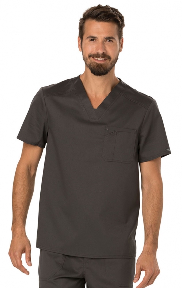 *FINAL SALE L WW690 Workwear Revolution Men's Chest Pocket Tuckable V-Neck Top by Cherokee