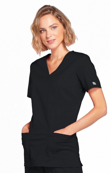 *FINAL SALE XL 4728 Workwear Core Stretch Mock Wrap Top with 3 Pockets by Cherokee