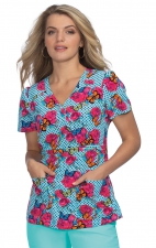 B121PR Betsey Johnson by koi - Calla Print Scrub Top - Polka Floral