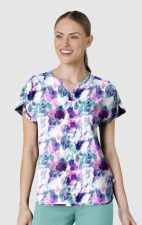 6267 WINK Haut Imprimé à Manches Dolman avec Col en Y - Futuristic Floral