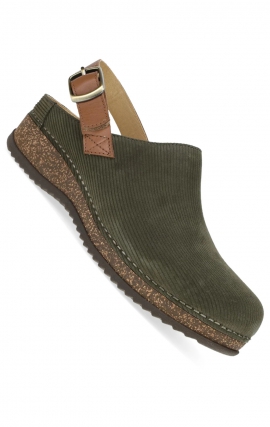 Merrin Olive Embossed Suede Mule Agrafée à Talon Sanglé  pour Femmes par Dansko