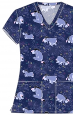 TF796 Tooniforms 2 Pocket V-Neck Print Top by Cherokee - Painterly Paisley