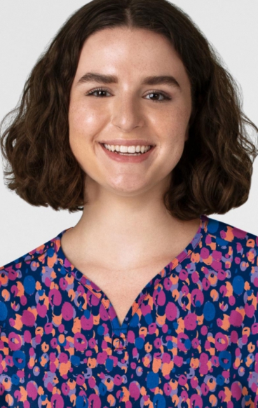 *FINAL SALE 6267 WINK Dolman Y-Neck Print Scrub Top - Painted Dots Navy