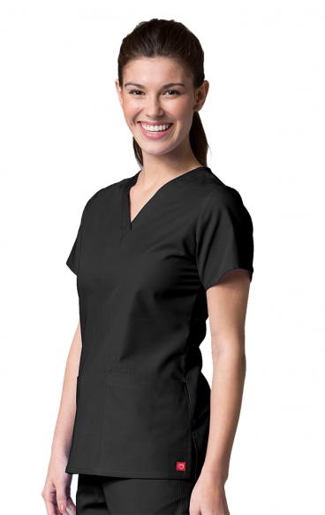 *FINAL SALE XL 1716 Red Panda Women's V-Neck Two Pocket Top by Maevn