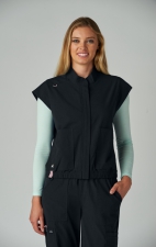 476 Solis Eloise Mandarin Collar Zip Front Vest by koi