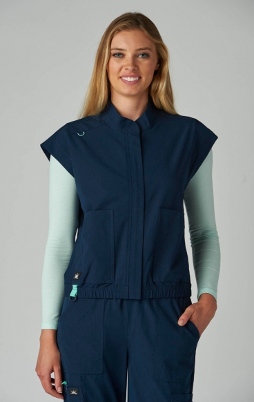 476 Solis Eloise Mandarin Collar Zip Front Vest by koi