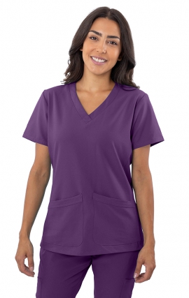 1201 4-Flex 2 Pocket V-Neck Scrub Top by Greentown