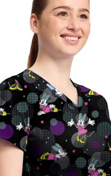 *FINAL SALE TF796 Tooniforms 2 Pocket V-Neck Print Top by Cherokee - Weave Your Dream