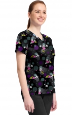 TF796 Tooniforms 2 Pocket V-Neck Print Top by Cherokee - Weave Your Dream