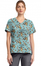 TF797 Tooniforms Tuckable Print Top with Chest Pocket by Cherokee - Crack Me Up