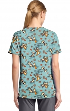 TF797 Tooniforms Tuckable Print Top with Chest Pocket by Cherokee - Crack Me Up