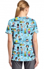 TF797 Tooniforms Tuckable Print Top with Chest Pocket by Cherokee - Goodness and Grief