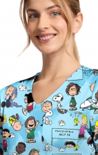 TF797 Tooniforms Tuckable Print Top with Chest Pocket by Cherokee - Goodness and Grief