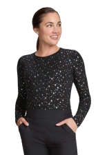 167PR Tessa Haut à Manches Longues de koi - Black Iridescent Twinkle Pattern