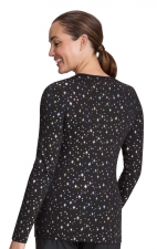 167PR Tessa Long Sleeve Underscrub Tee by koi - Black Iridescent Twinkle Pattern