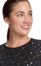 167PR Tessa Long Sleeve Underscrub Tee by koi - Black Iridescent Twinkle Pattern