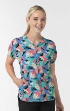 6267 WINK Dolman Y-Neck Print Scrub Top - Oceanic Odyssey