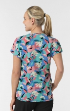 6267 WINK Dolman Y-Neck Print Scrub Top - Oceanic Odyssey