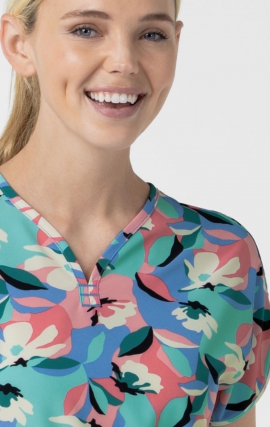 6267 WINK Dolman Y-Neck Print Scrub Top - Oceanic Odyssey
