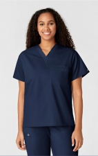 100 WonderWORK Haut à Col en V Unisexe avec 1 Poche au Poitrine