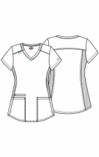 DK875 Dickies Balance V-Neck Top with Rib-Knit Panels
