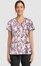 HH910 Healing Hands Amanda Grosgrain Ribbon V-Neck Print Top - Abstract Python