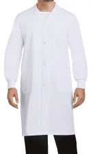 4533 Greentown Classix – Manteau de laboratoire unisexe long avec fermoir en *Snap* en avant - Poignets tricotés 