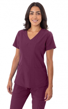 18-1064 Haut d&rsquo;uniform Greentown avec &eacute;tirement &agrave; quatre-sens et encolure Sweetheart