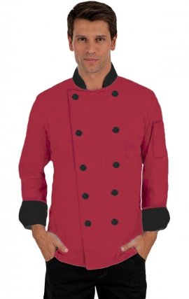 CC250 Voir des hommes - CC250 Classique chef Coat - RED-BLACK