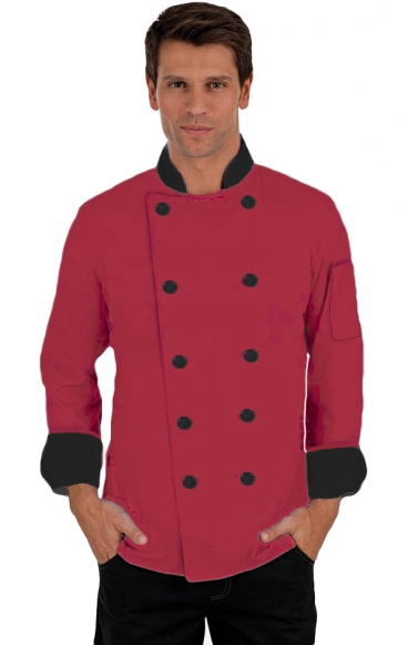 CC250 Voir des hommes - CC250 Classique chef Coat - RED-BLACK CC250 Voir des hommes - CC250 Classique chef Coat - RED-BLACK